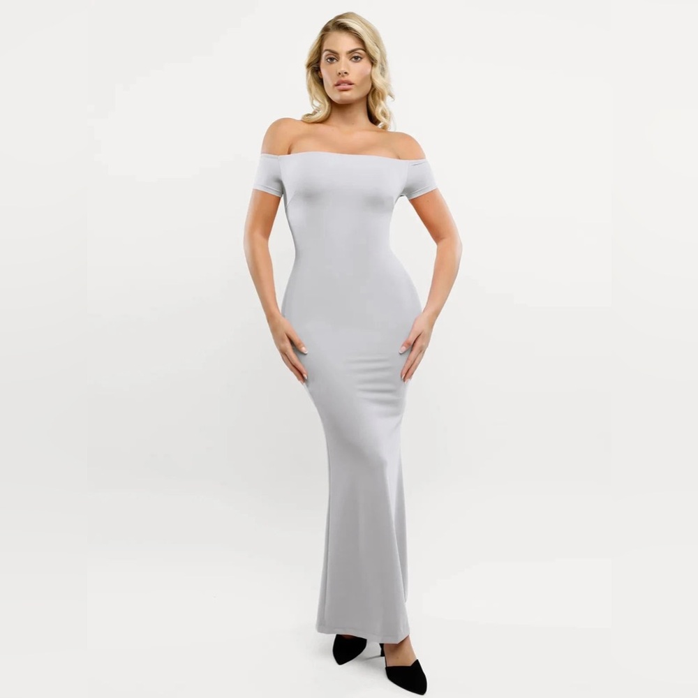 NWT Popilush Shapewear Off-Shoulder Tummy Control Smoothing Maxi Dress